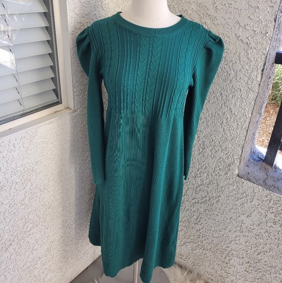 Dresses & Skirts - Green Cable Knit Sweater Dress
